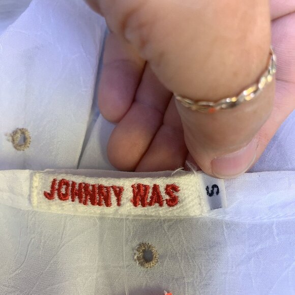 Johnny Was White w/Multicolored Embroidery Sheer Poncho Top Blouse Small - Picture 6 of 7